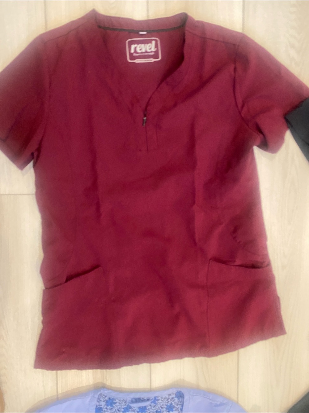 Women's Purple V-Neck Scrub Top - Comfortable Work Tee - Picture 5 of 8